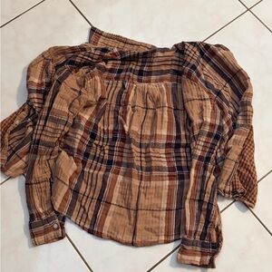Brown flannel button up